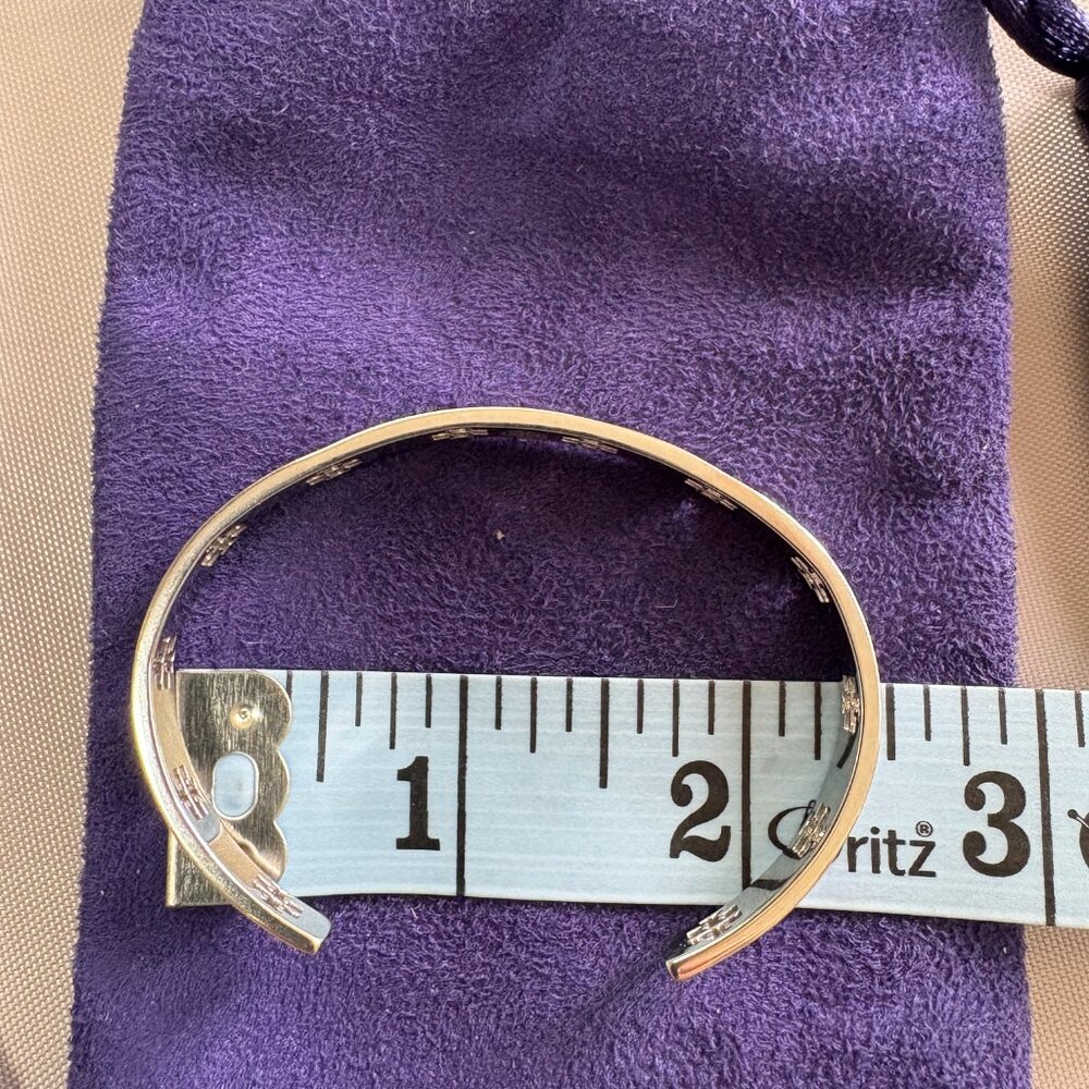 Tory Burch T- Pierced Logo Cuff in Metallic SILVER - Picture 6 of 6